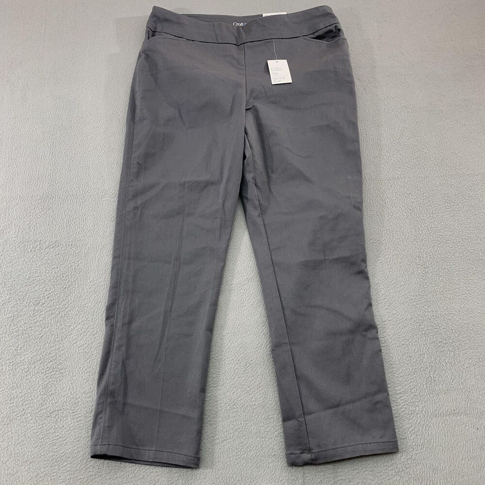 Croft & Barrow Pants Womens 14 Short Gray Effortless Stretch Straight Pull On